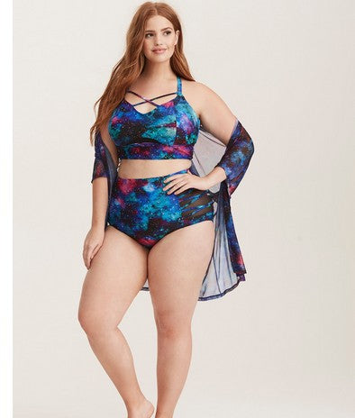 Plus Size Printed Swimsuit Split Swimsuit FLIPSTYLEZLLC