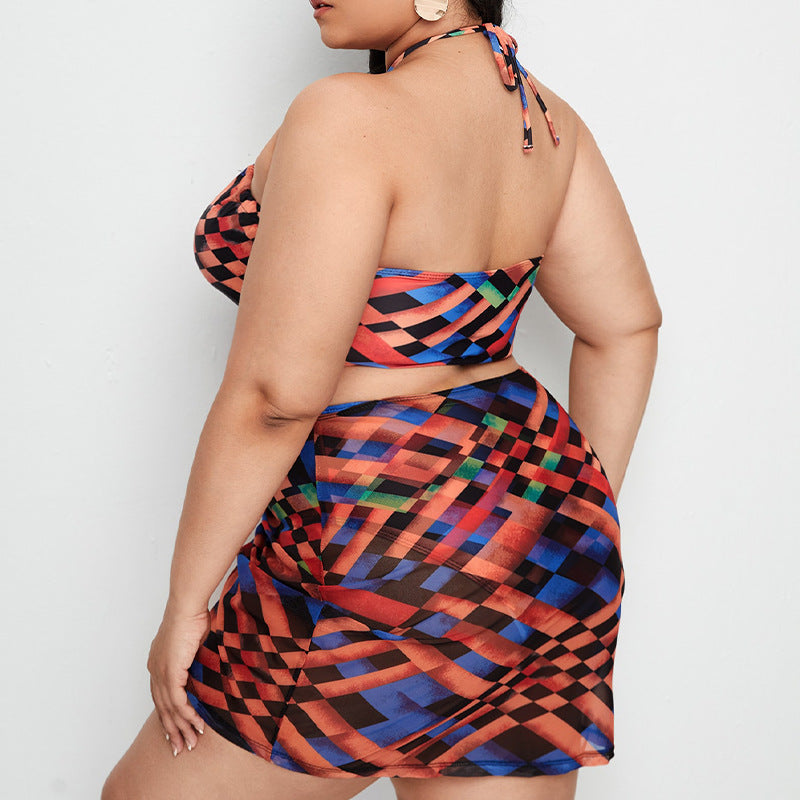 New Halter Strap Plus Size Three Piece Swimsuit FLIPSTYLEZLLC