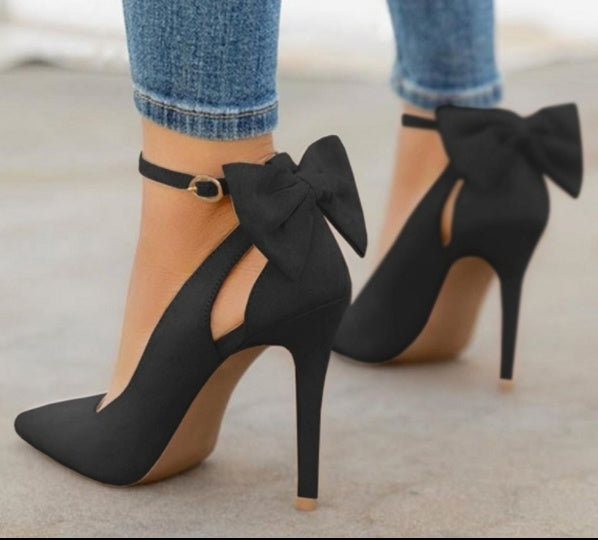 Women's Bow Pointed-Toe High Heels | Faux Leather Stiletto Sandals Sarah Express
