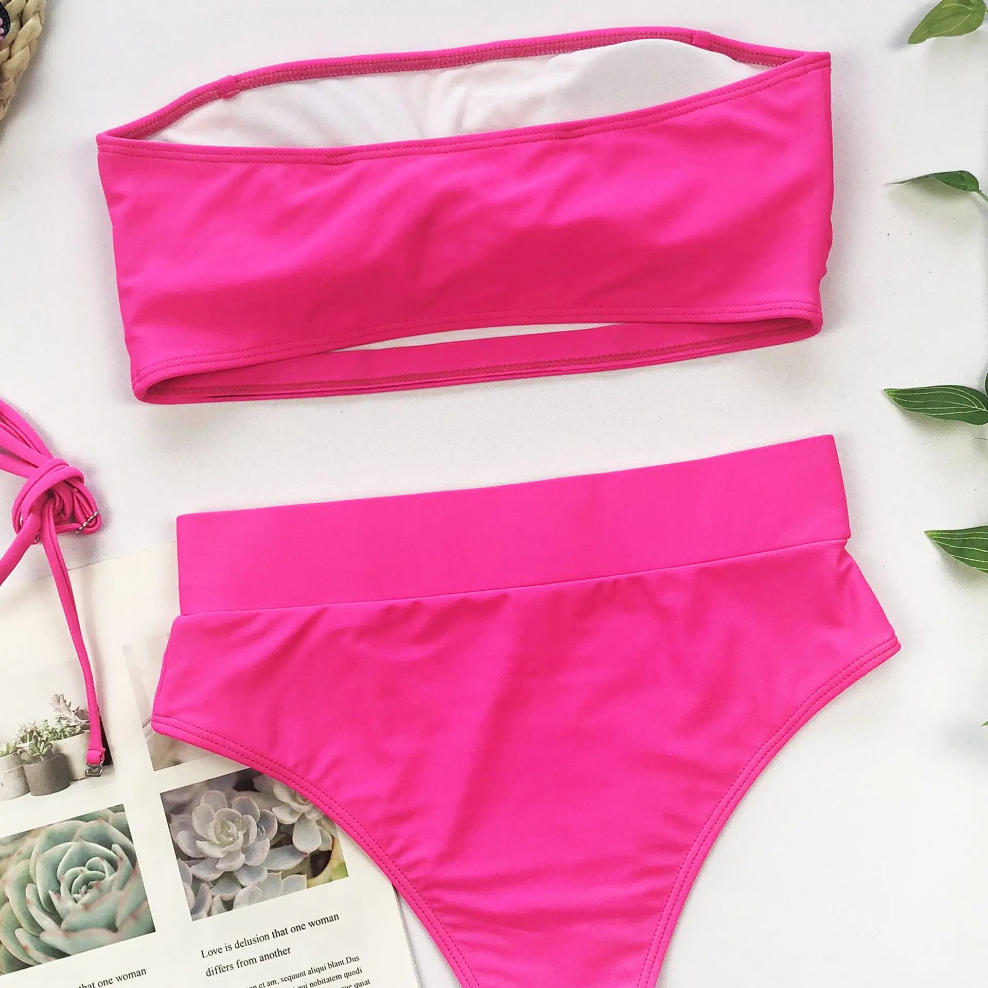 Chic Metal Buckle Strapless Bikini Swimsuit for Women Trendy Attic Store01