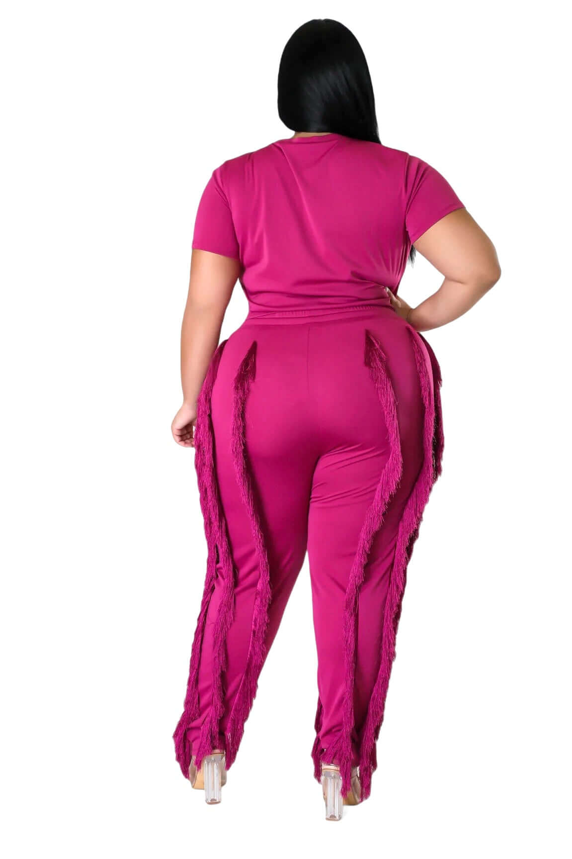 Curvy Short Sleeve Top Matching Tassel Pants The House of Stylez