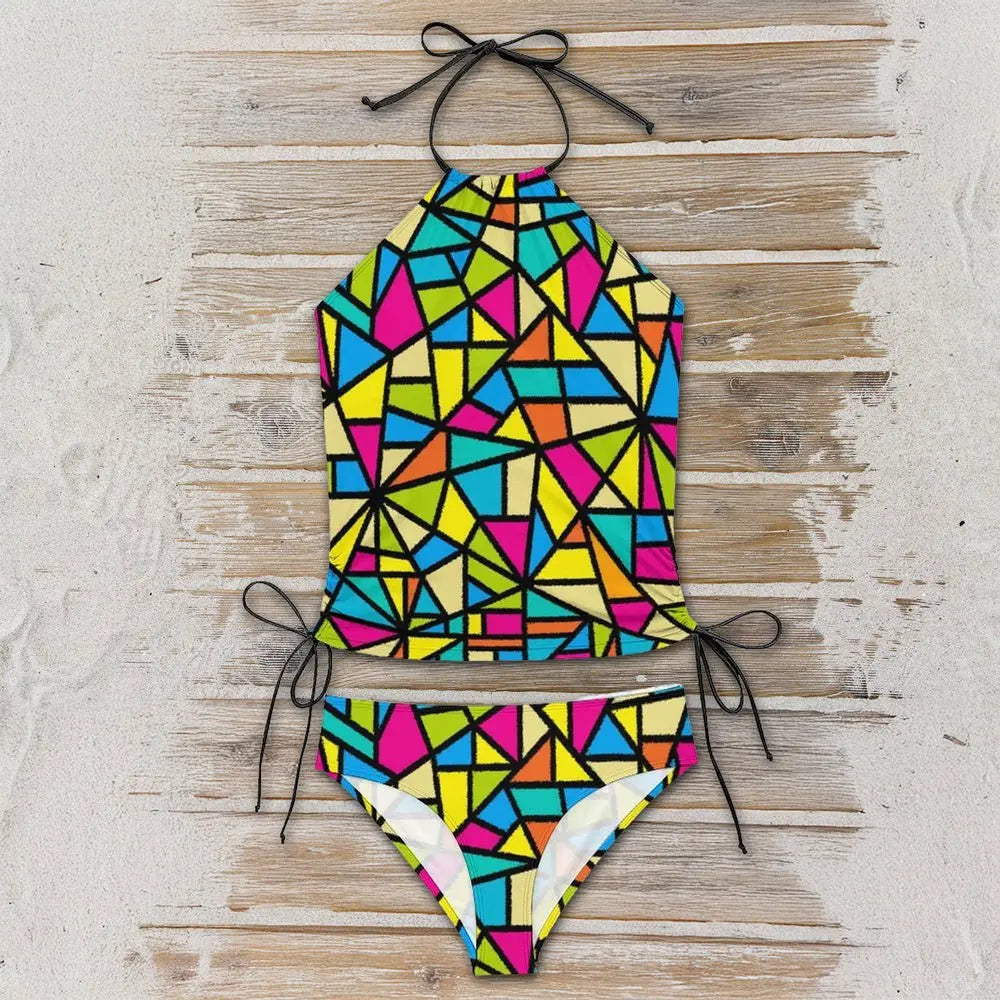Abstract Art Two Piece Tankini Swimsuit Bongo Beachwear