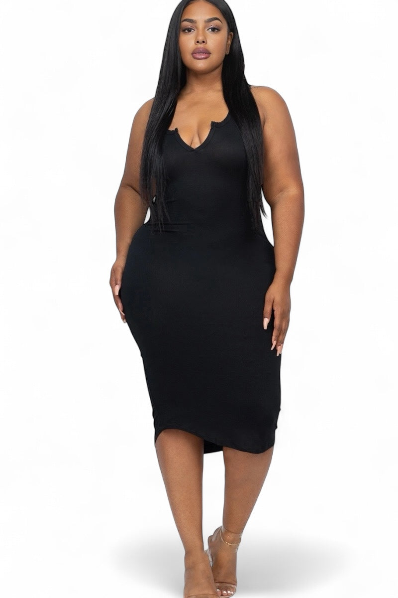 Curvy Split Neck Tank Dress  {BD2173X} The House of Stylez