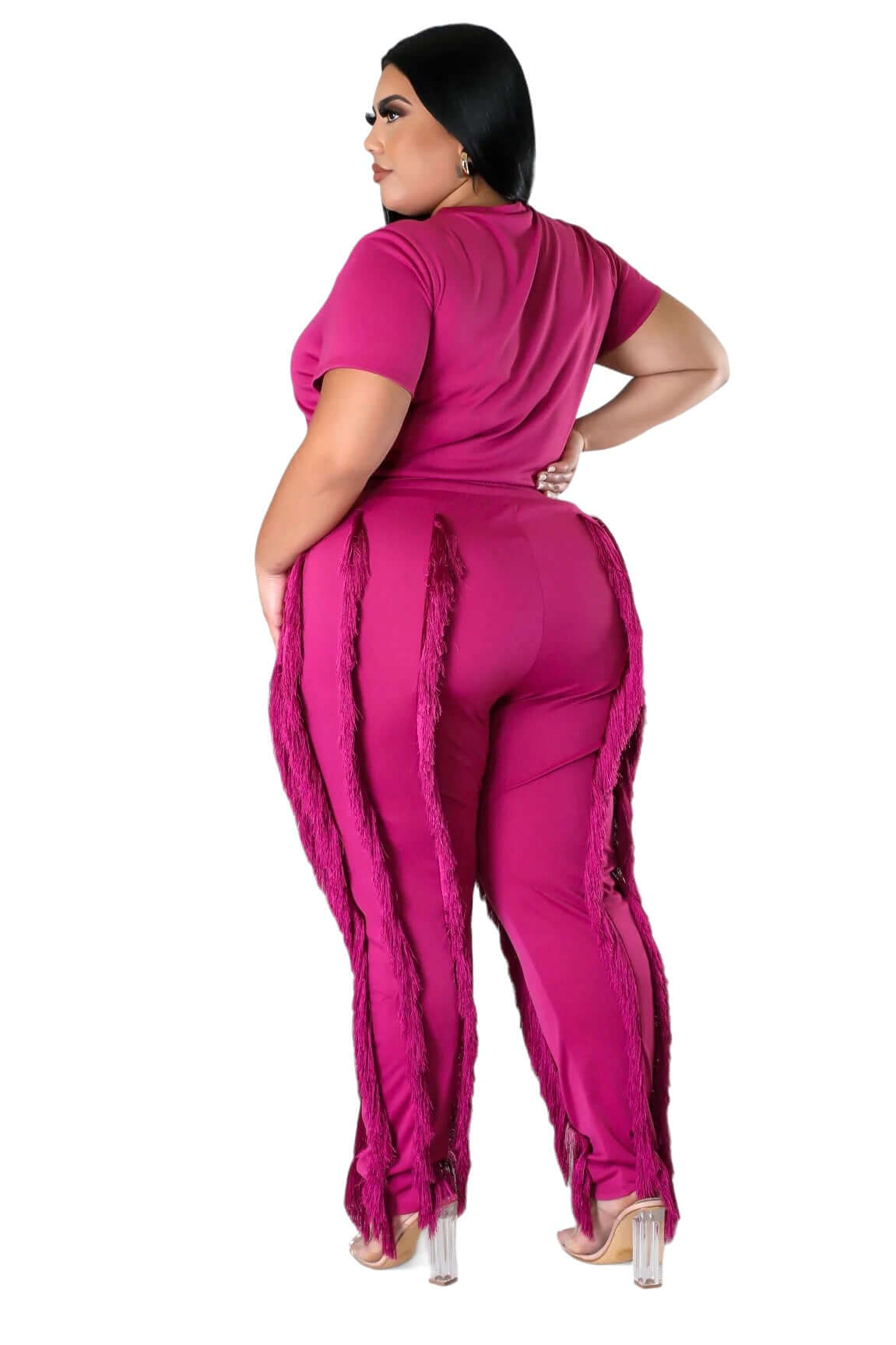 Curvy Short Sleeve Top Matching Tassel Pants The House of Stylez