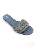 Denim Rhinestone Flats The House of Stylez