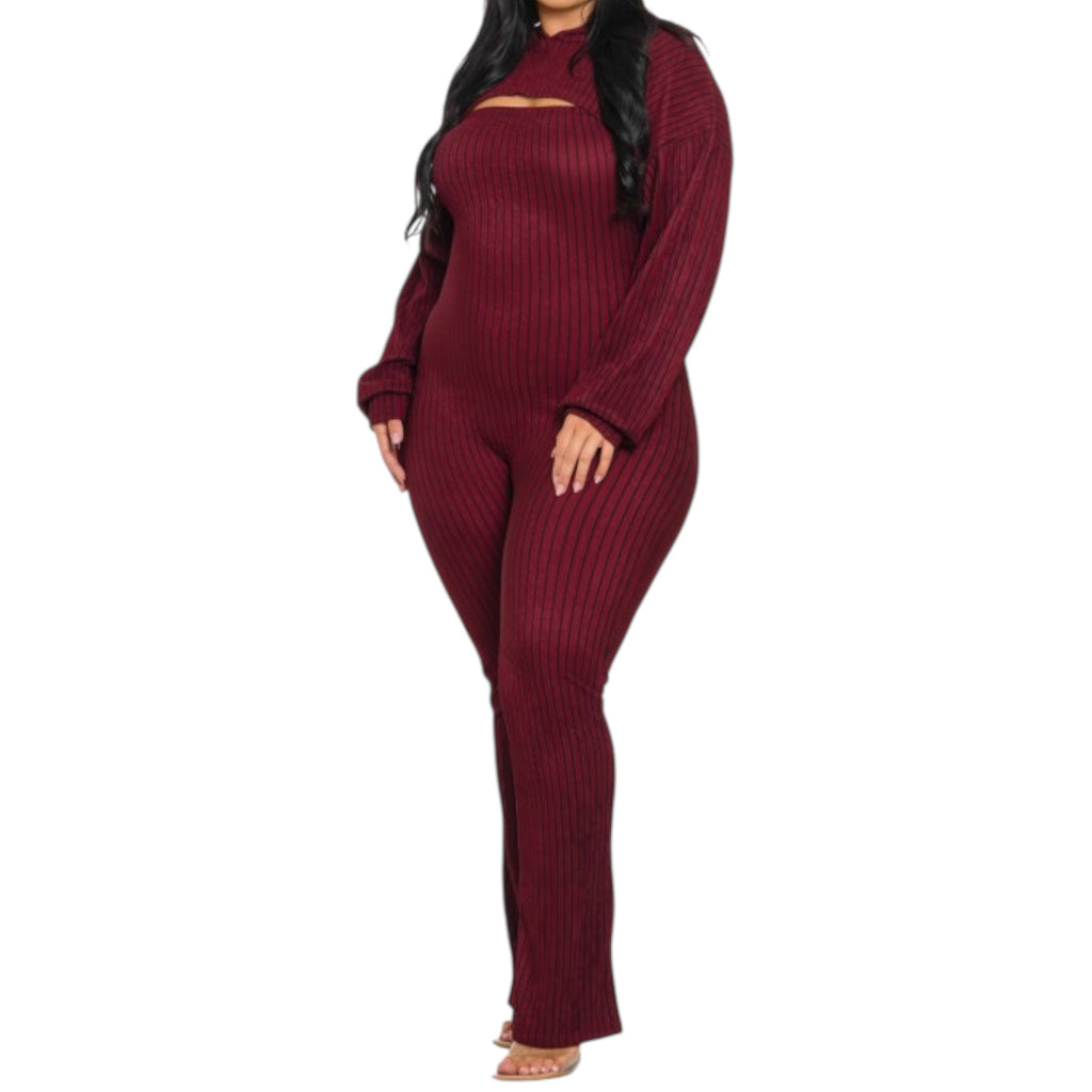 Women Plus Size 2 Piece Shrug Bodycon Jumpsuit Fabulously Dressed Boutique