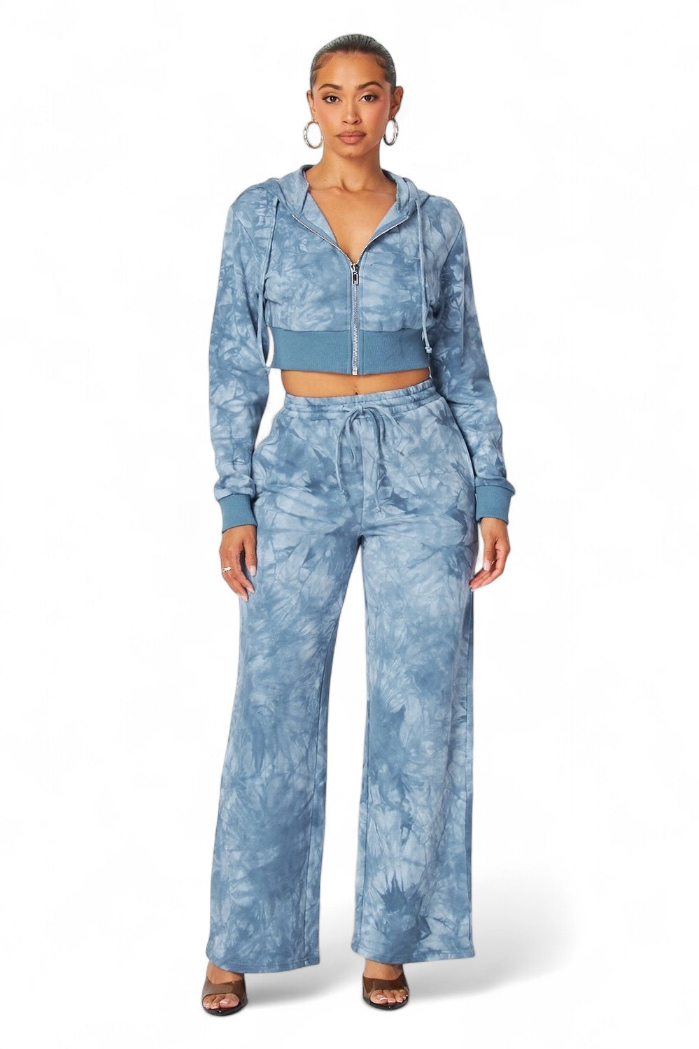 Aaliyah Tie Dye Crop Hoodie & Straight Pants Set The House of Stylez