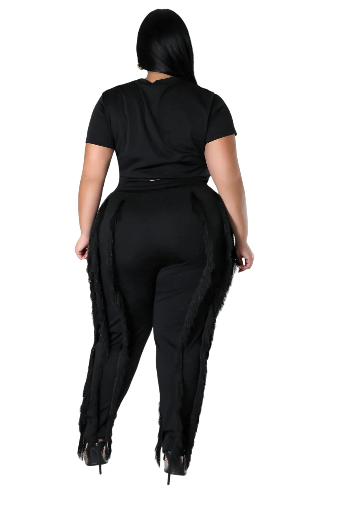 Curvy Short Sleeve Top Matching Tassel Pants The House of Stylez