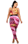 Plus Color Pattern Criss Cross Mock Neck Jumpsuit I am a Fashion Junky