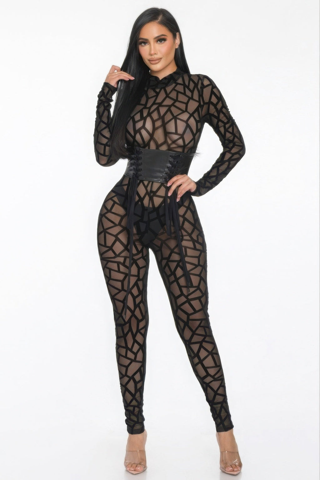 Geometric Printed Jersey Jumpsuit Selvanelle