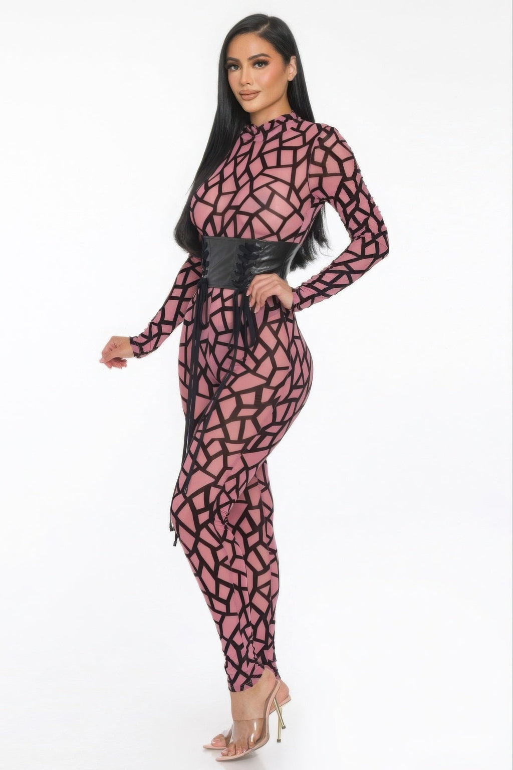 Geometric Printed Jersey Jumpsuit Selvanelle