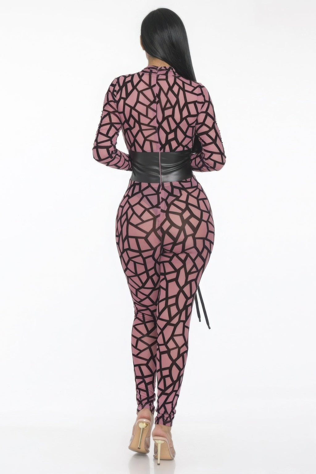 Geometric Printed Jersey Jumpsuit Selvanelle