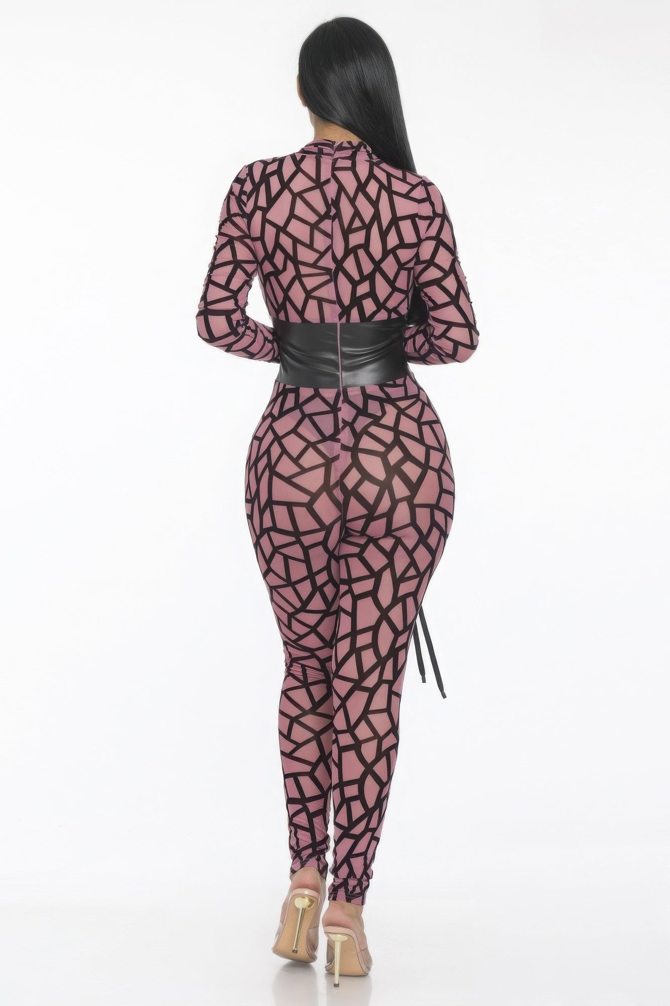 Geometric Printed Jersey Jumpsuit Selvanelle