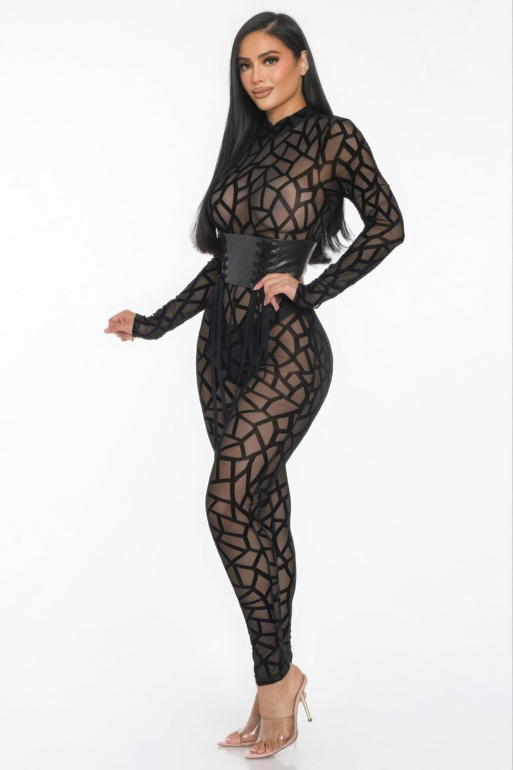 Geometric Printed Jersey Jumpsuit Selvanelle