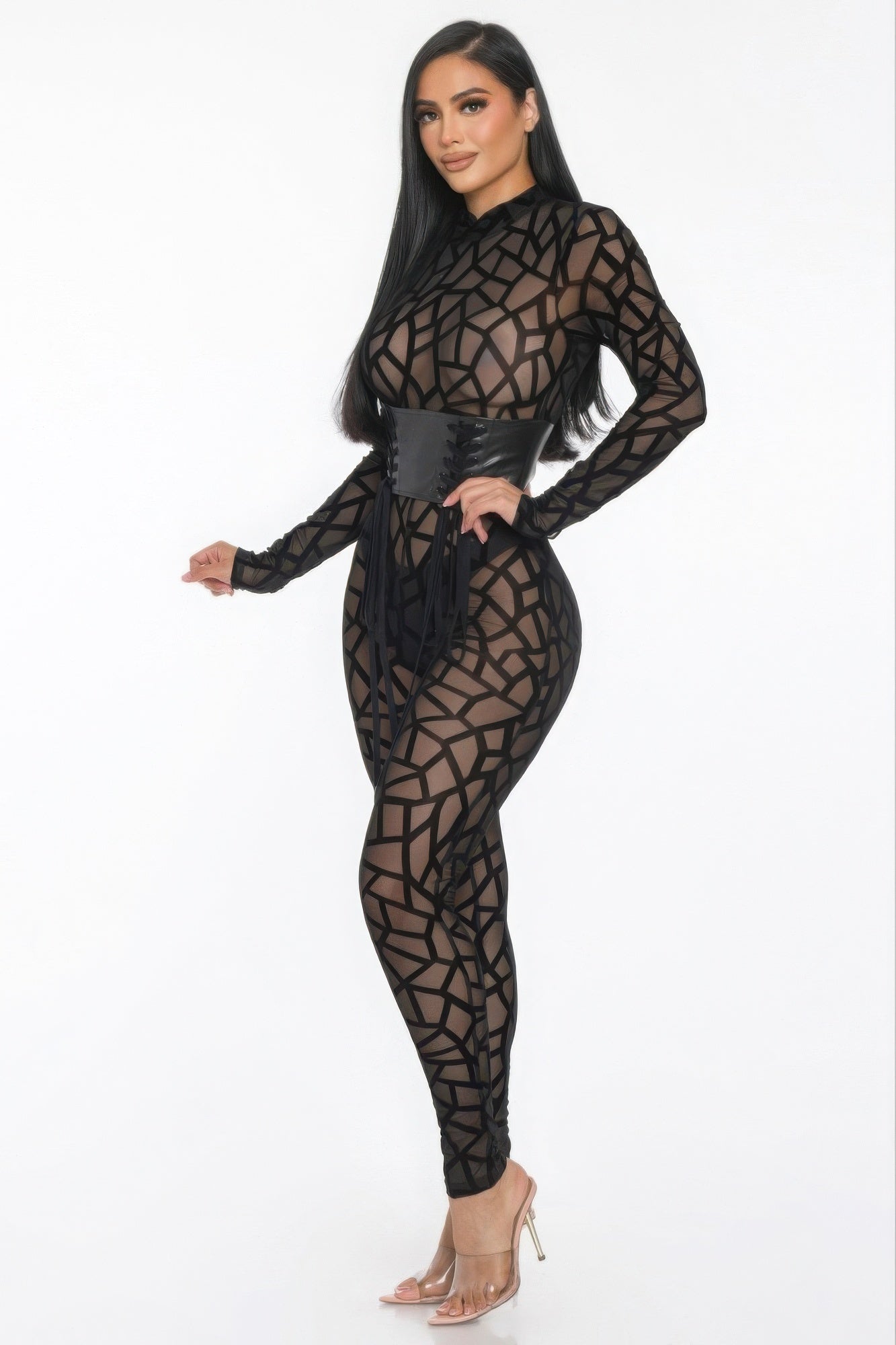 Geometric Printed Jersey Jumpsuit Selvanelle