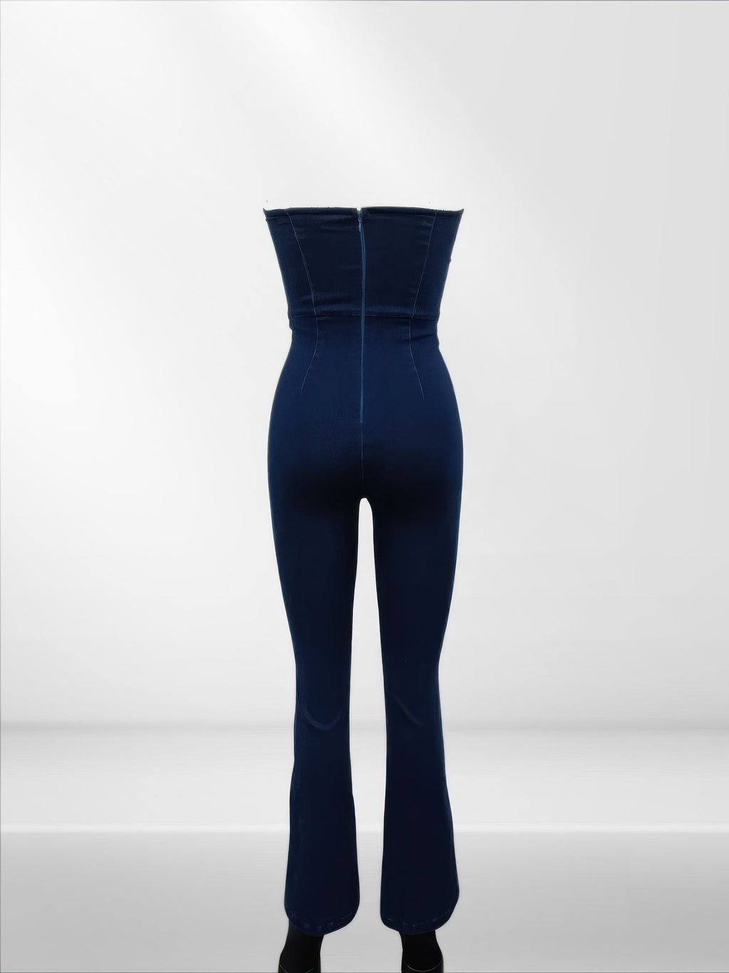 Lace Up Detail Denim Jumpsuit Selvanelle