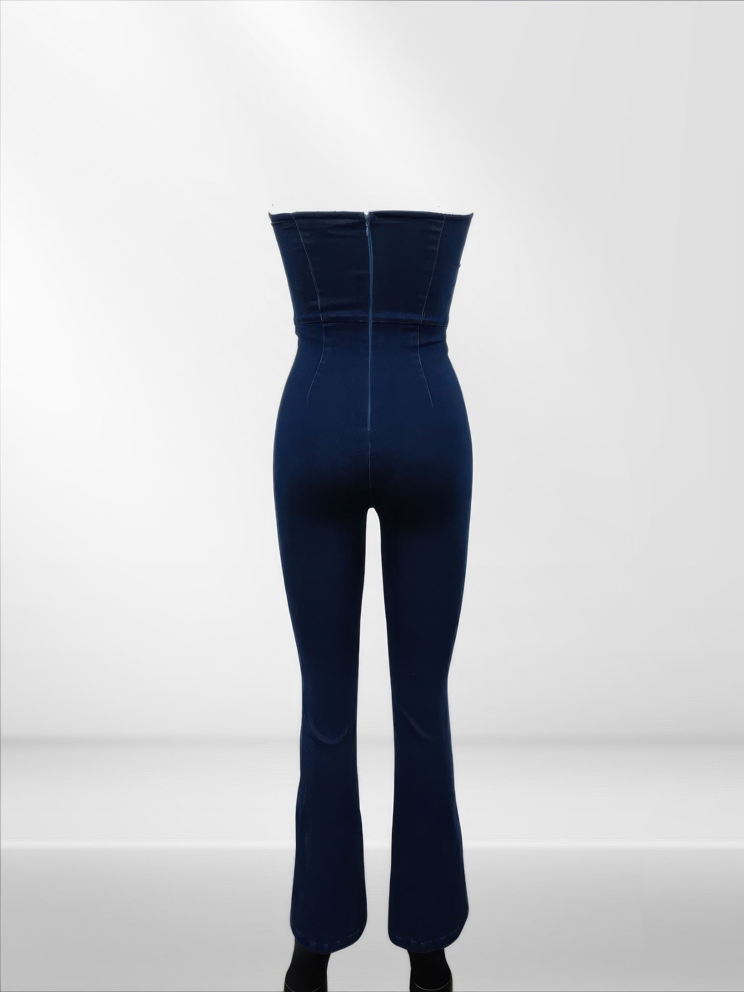 Lace Up Detail Denim Jumpsuit Selvanelle