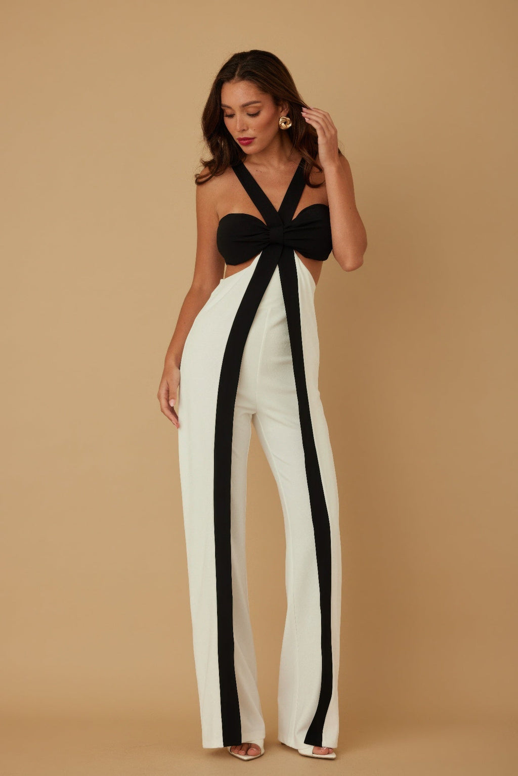 X Ribbon Open Jumpsuit Selvanelle