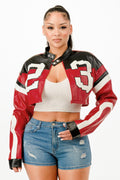 Cropped Moto Jacket Berry Charmz