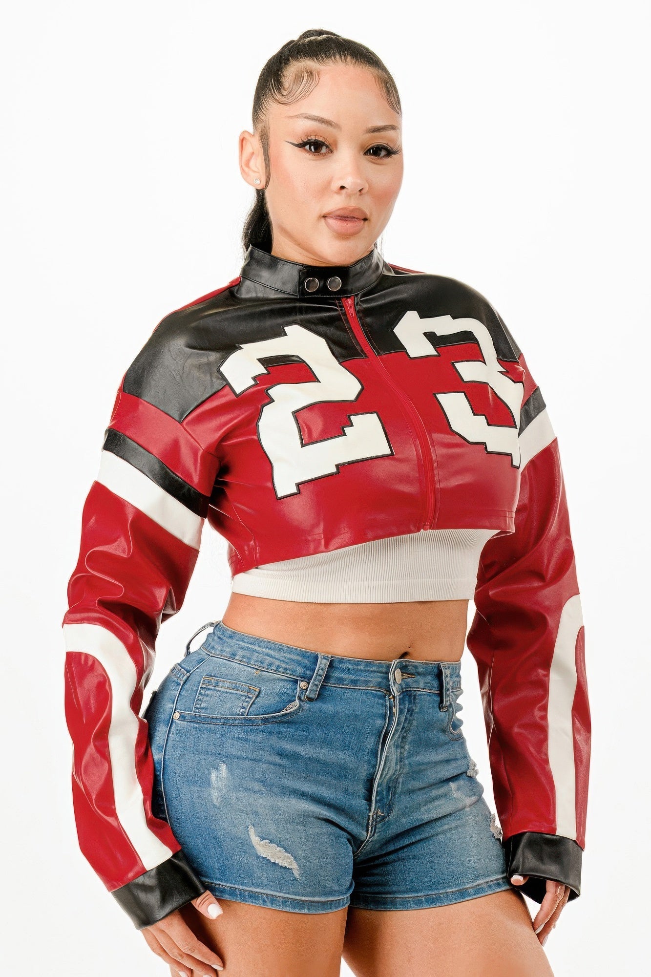 Cropped Moto Jacket Berry Charmz