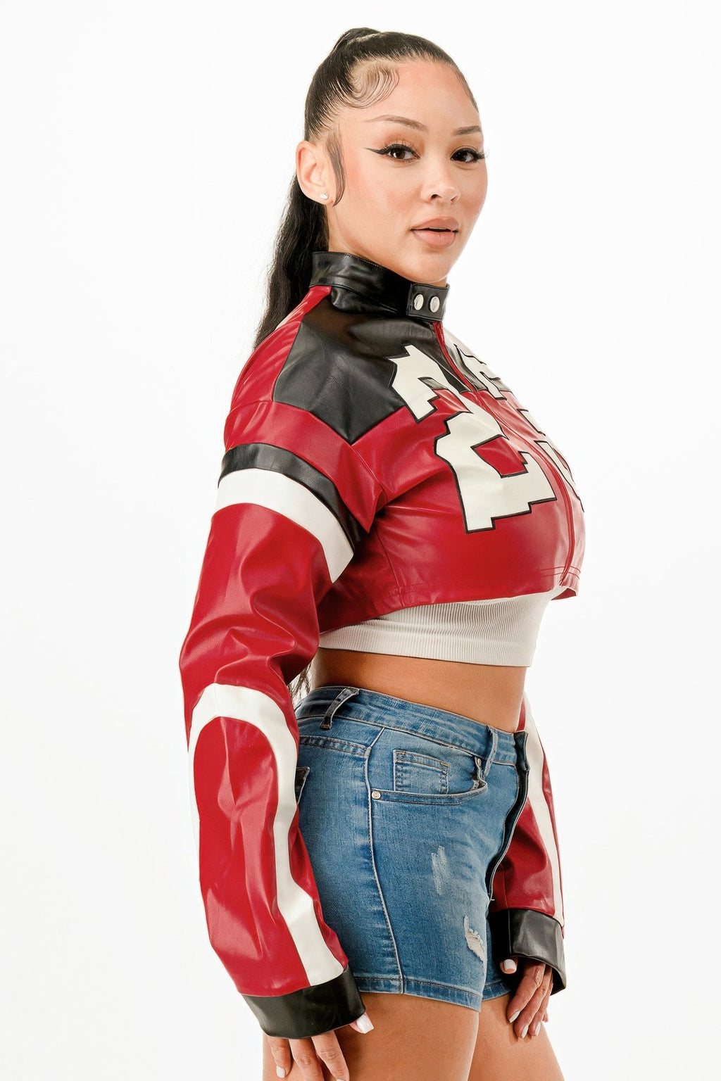 Cropped Moto Jacket Berry Charmz