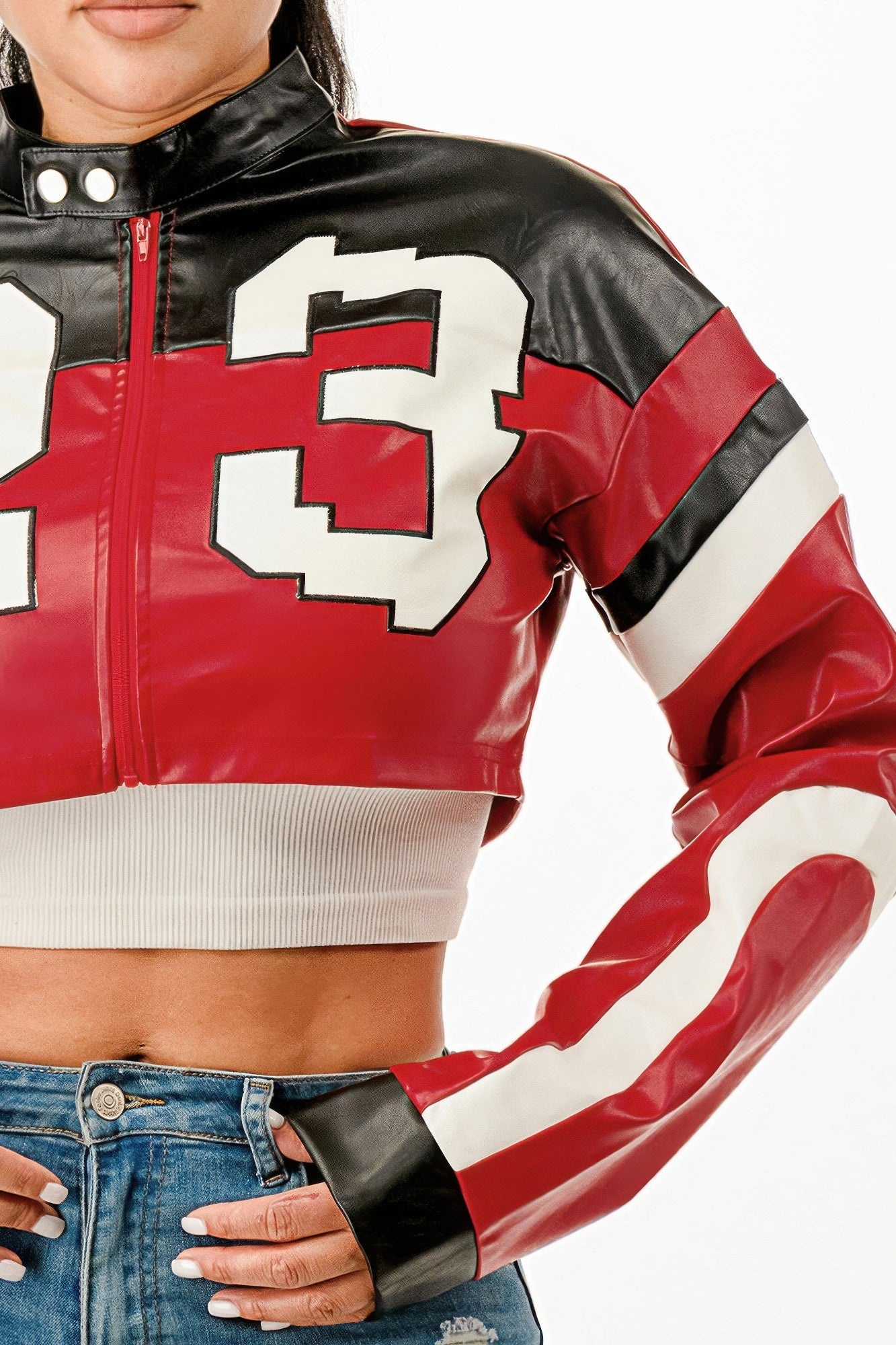 Cropped Moto Jacket Berry Charmz