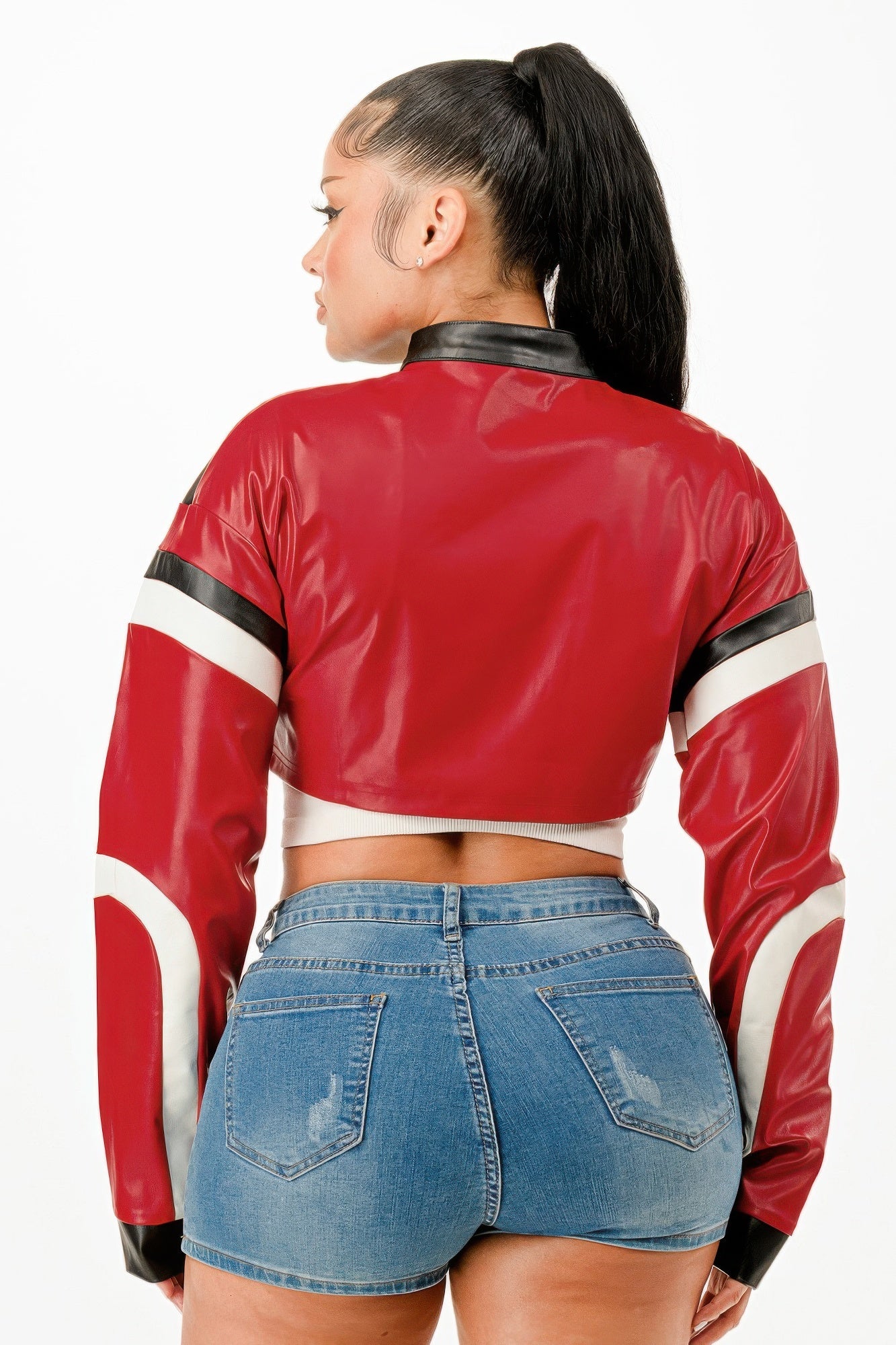 Cropped Moto Jacket Berry Charmz