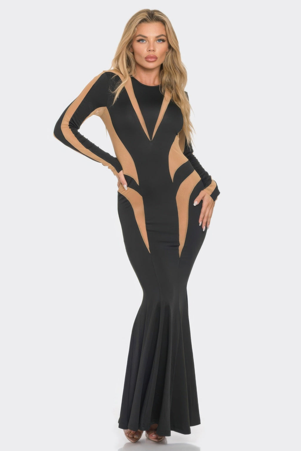 Mesh Cut Out Detail Maxi Dress OyeraCharisma