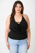 Plus Size Halter Cowl Neck Draped Top I am a Fashion Junky
