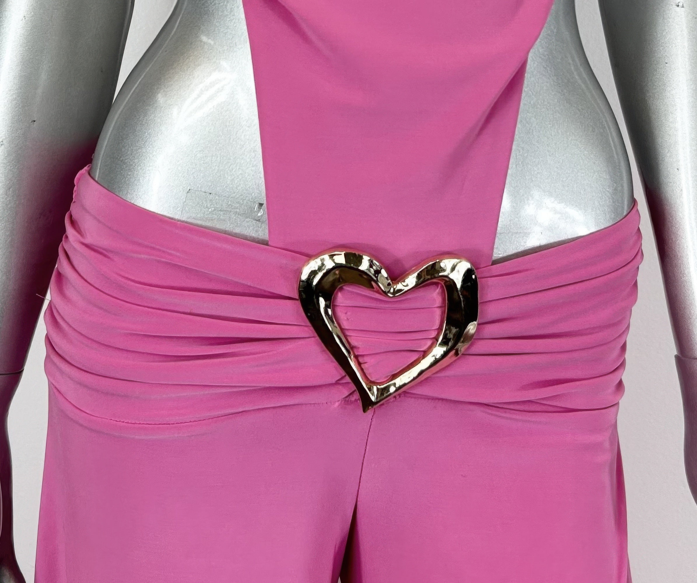 Side Cutouts Gold Heart-shaped Wide-leg Jumpsuit OyeraCharisma