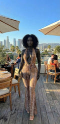 Snake Print Tie Open Back Jumpsuit Selvanelle