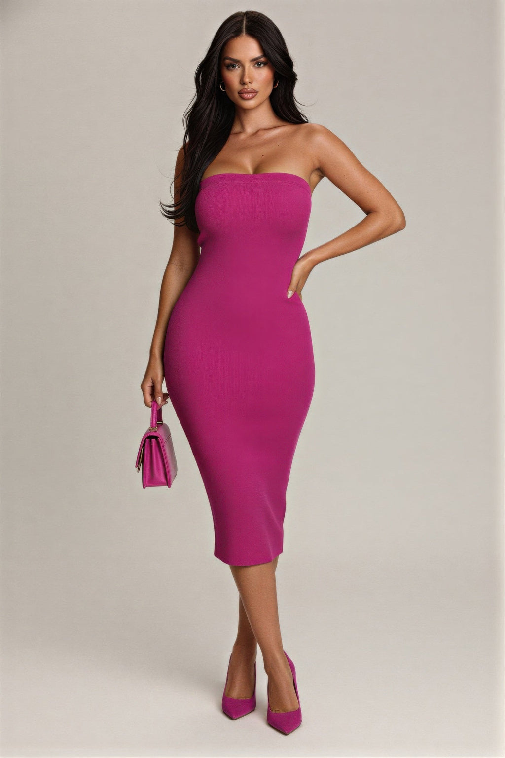 Strapless bodycon midi dress OyeraCharisma