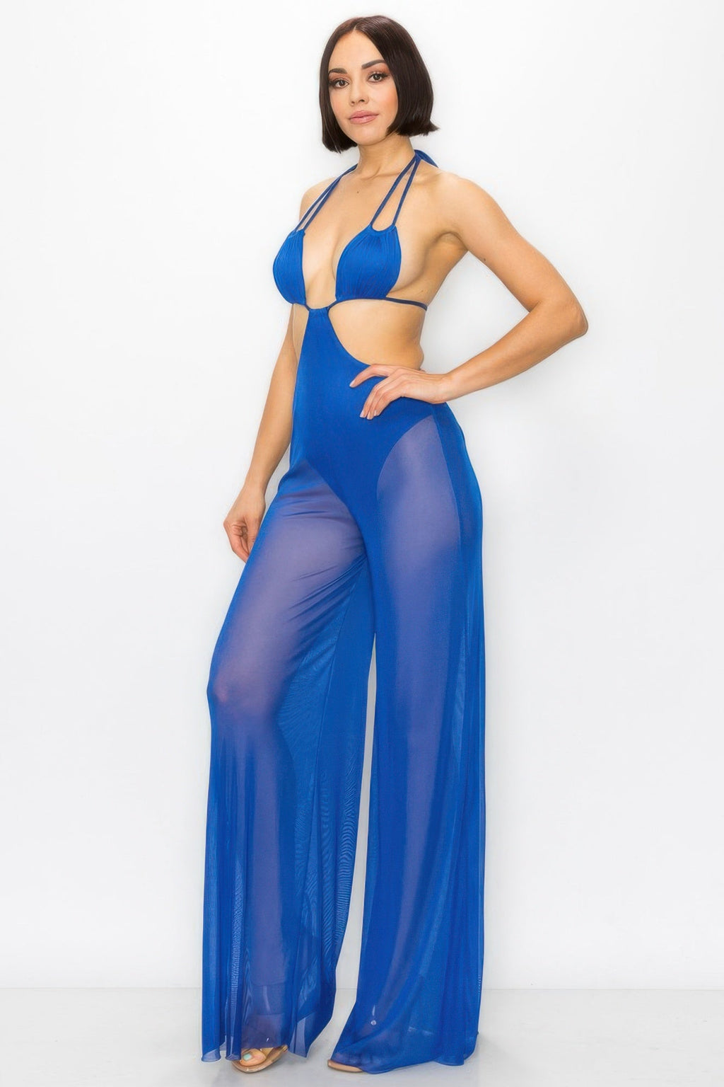 Bikini Top And Mesh Wide Pant Jumpsuit OyeraCharisma