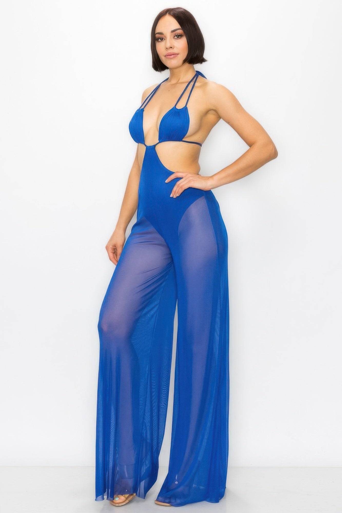 Bikini Top And Mesh Wide Pant Jumpsuit OyeraCharisma