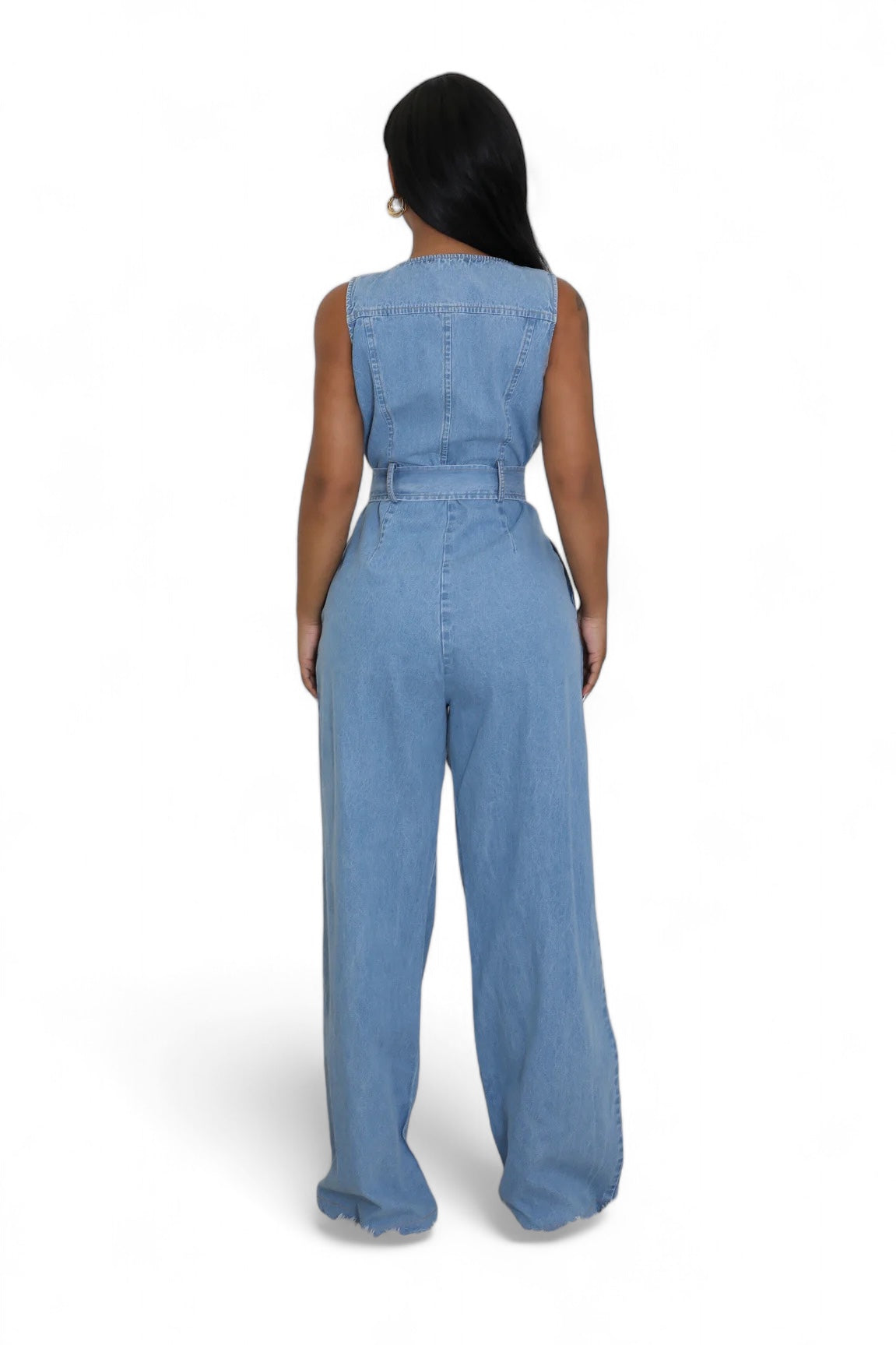 Denim Front Zipper Wide Leg Jumpsuit The House of Stylez