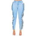 High Waist Sequin Fringed Patch Skinny Jeans The House of Stylez