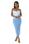Strapless Denim Jean Midi Dress The House of Stylez