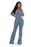 Denim Jean Halter Jumpsuit The House of Stylez
