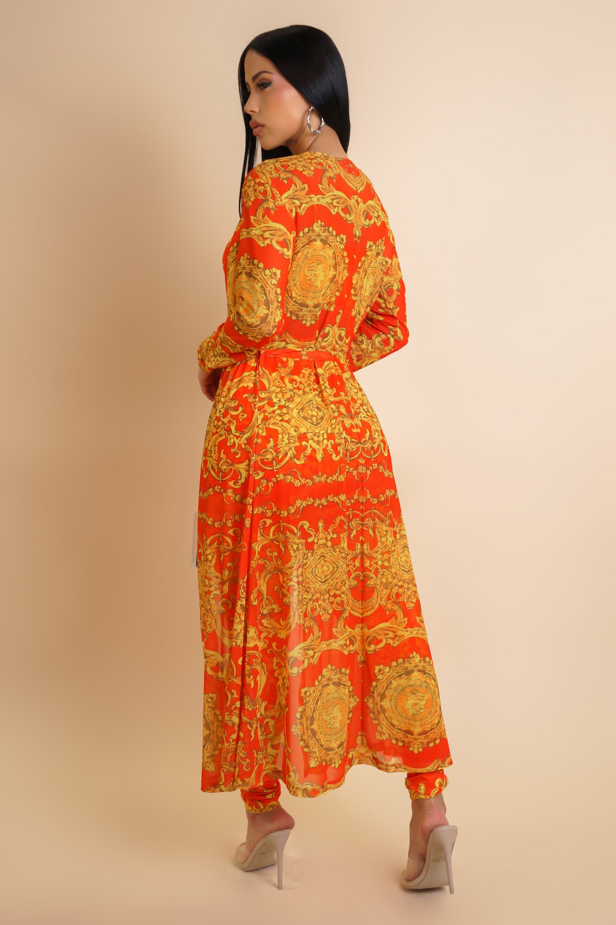 Flirt Alert Leggings, Cropped Top, & Cardigan 3-Piece Set- Orange S&E Retail Expo