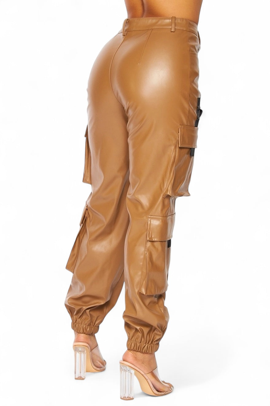 It's My Year Vegan Leather Cargo Jogger Pants The House of Stylez