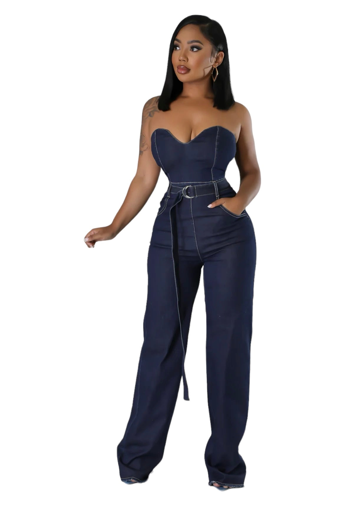 Denim Sweetheart Jumper w/ Belt The House of Stylez