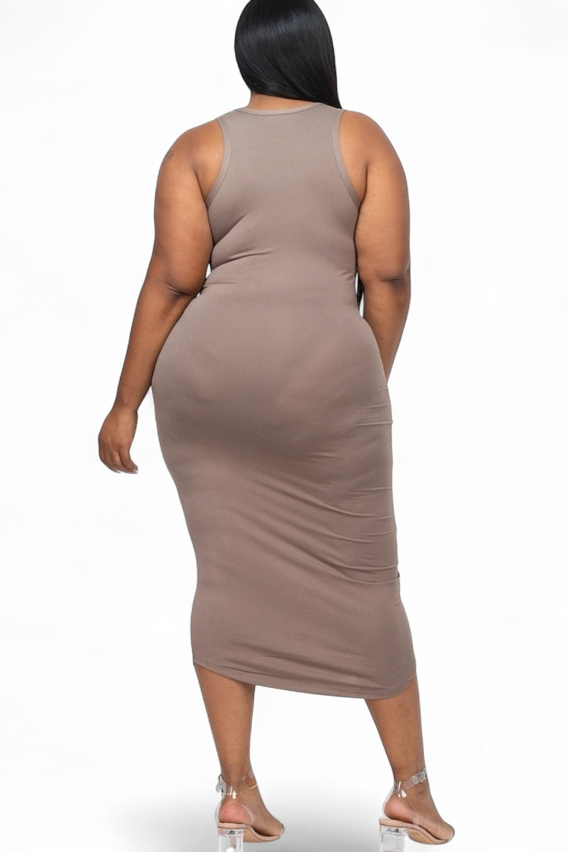 Curvy Split Neck Tank Dress  {BD2173X} The House of Stylez