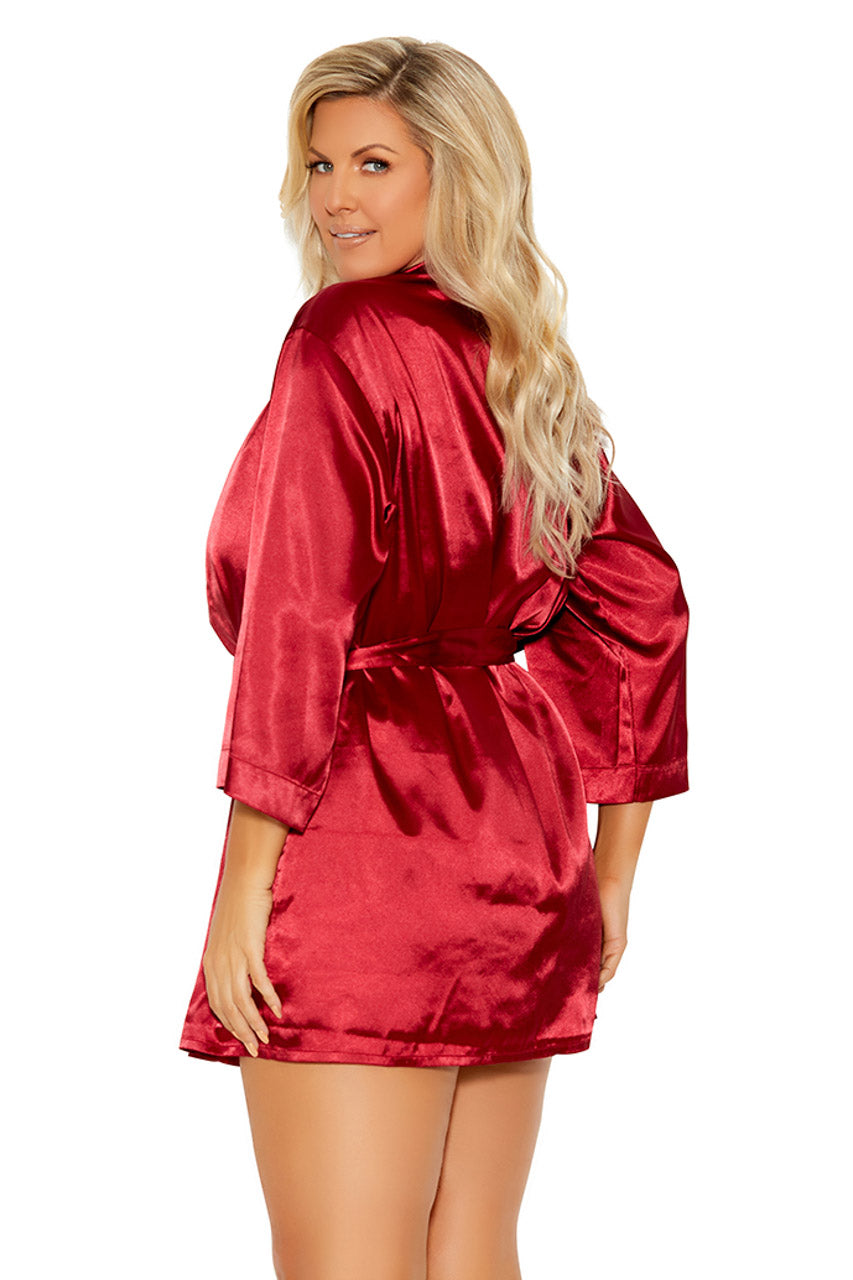 Plus Size Sexy Satin Robe 3wishes.com