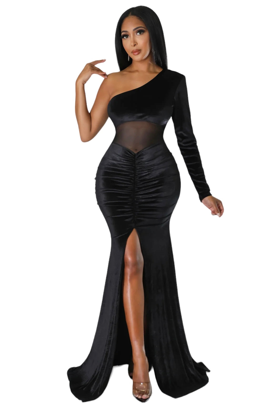 One Shoulder Velvet Cocktail Dress The House of Stylez