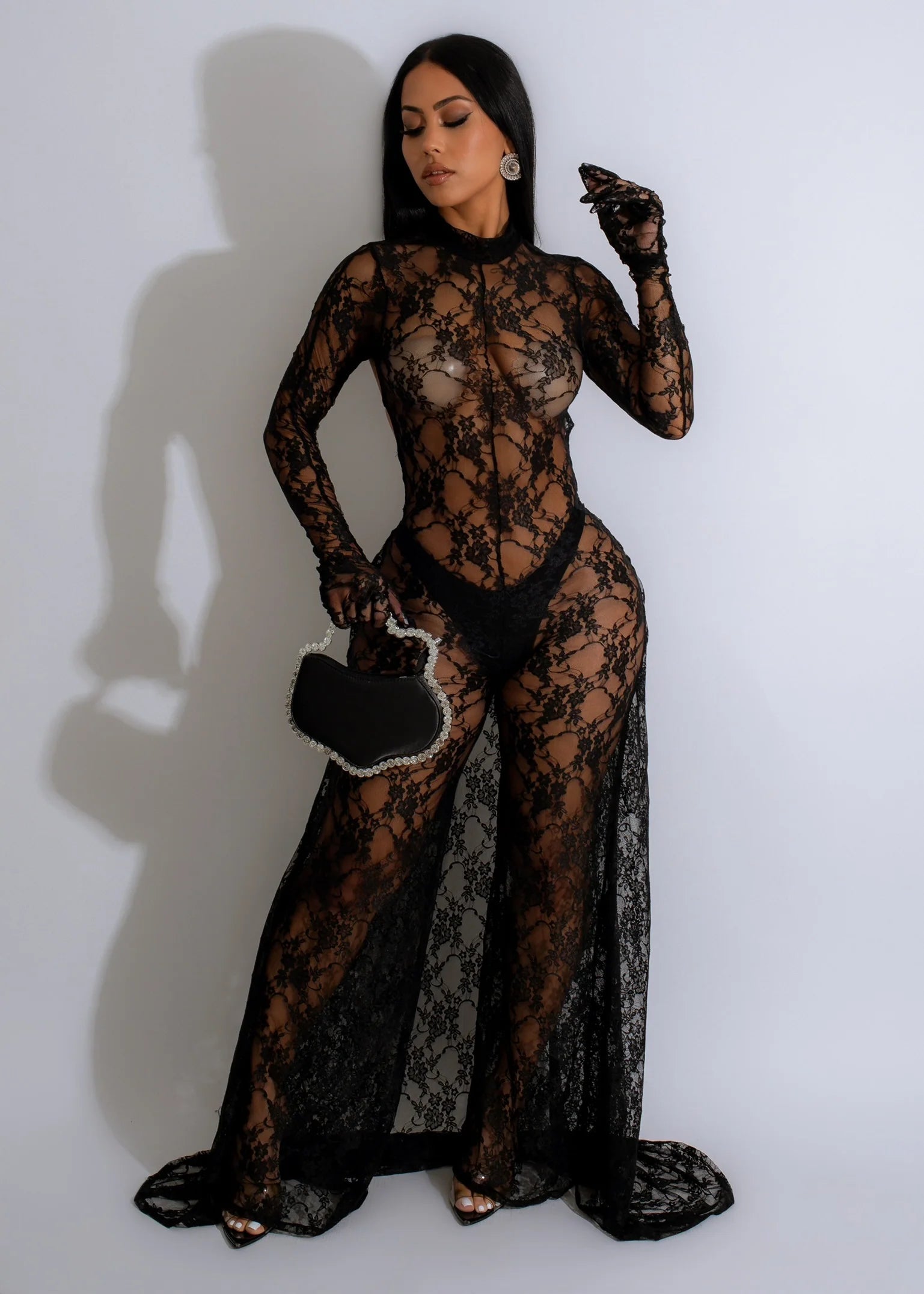 Sexy Lace Part Jumpsuit Maxi Dress S&E Retail Expo