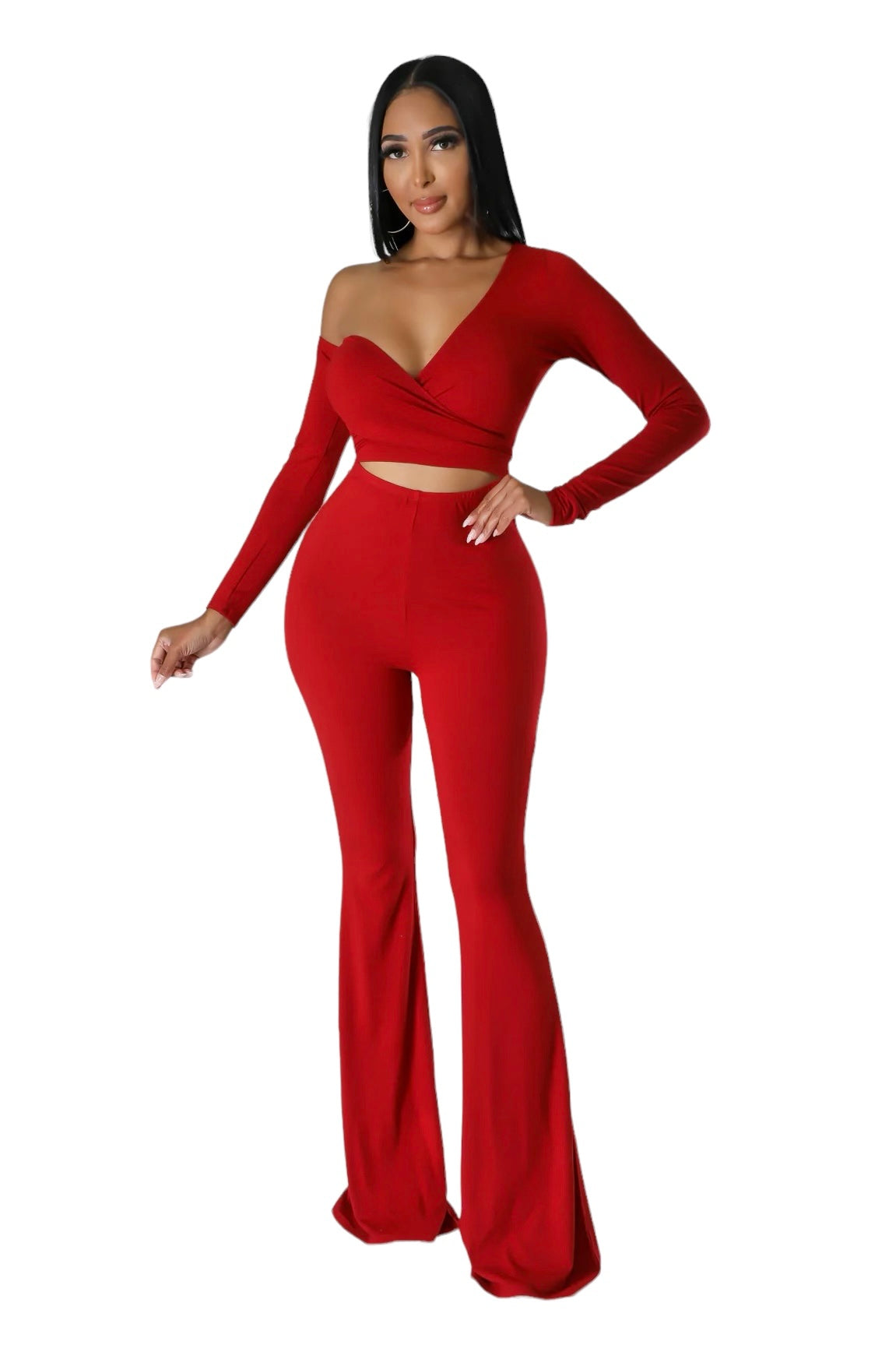 One Shoulder Long Sleeve Convertible Jumpsuit {Tall Gyrl Friendly} The House of Stylez