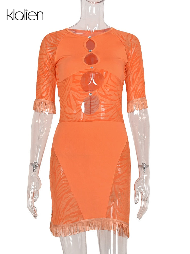 Cut Out Sexy Zebra Mesh Transparent Women's Pencil Short Dresses Mini Dress for Beach Bodycon nowadaysfashion