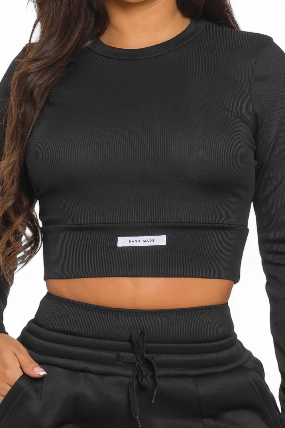 Ribbed HAND MADE Cropped Top and Wide Leg Sweatpants Set The House of Stylez