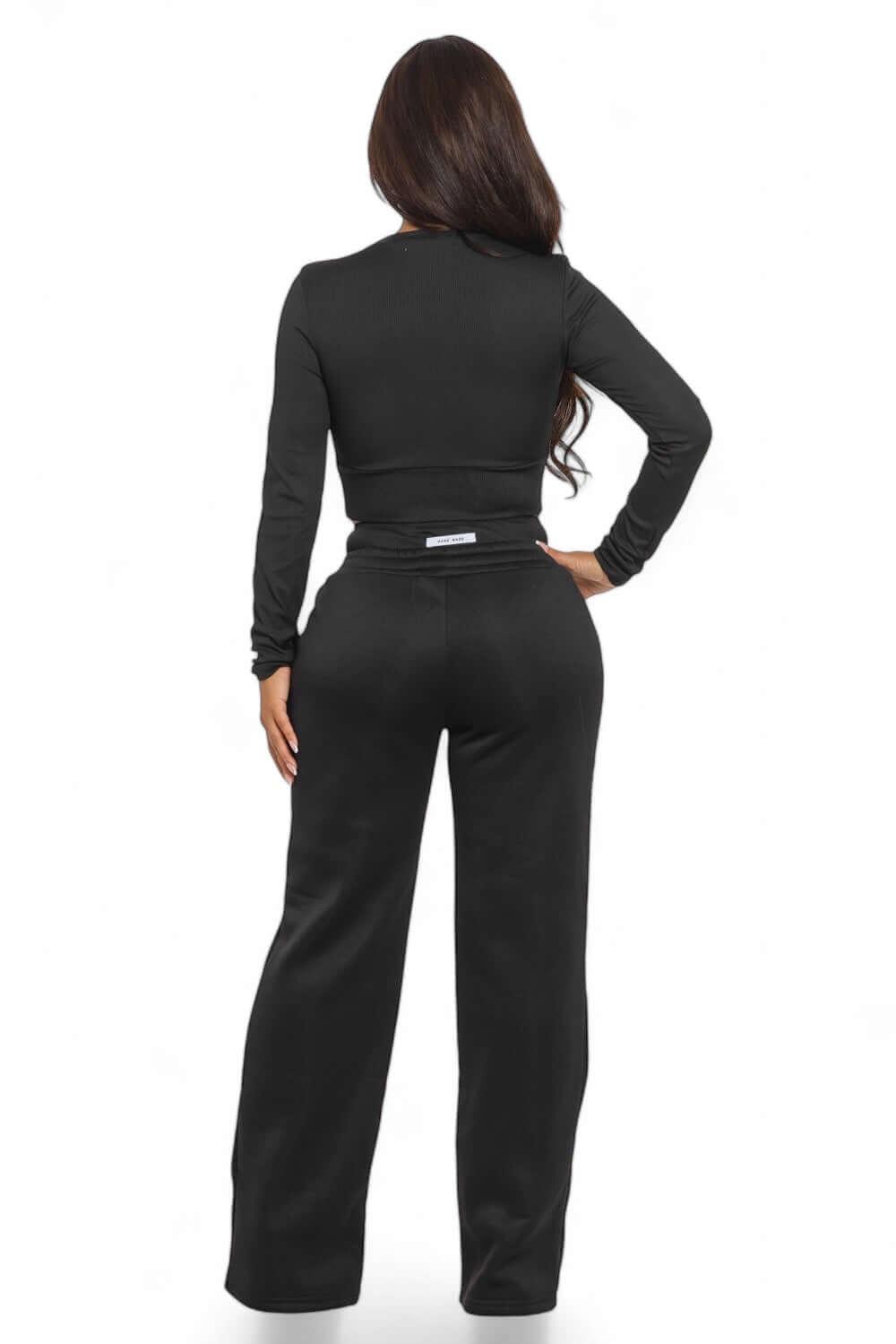 Ribbed HAND MADE Cropped Top and Wide Leg Sweatpants Set The House of Stylez