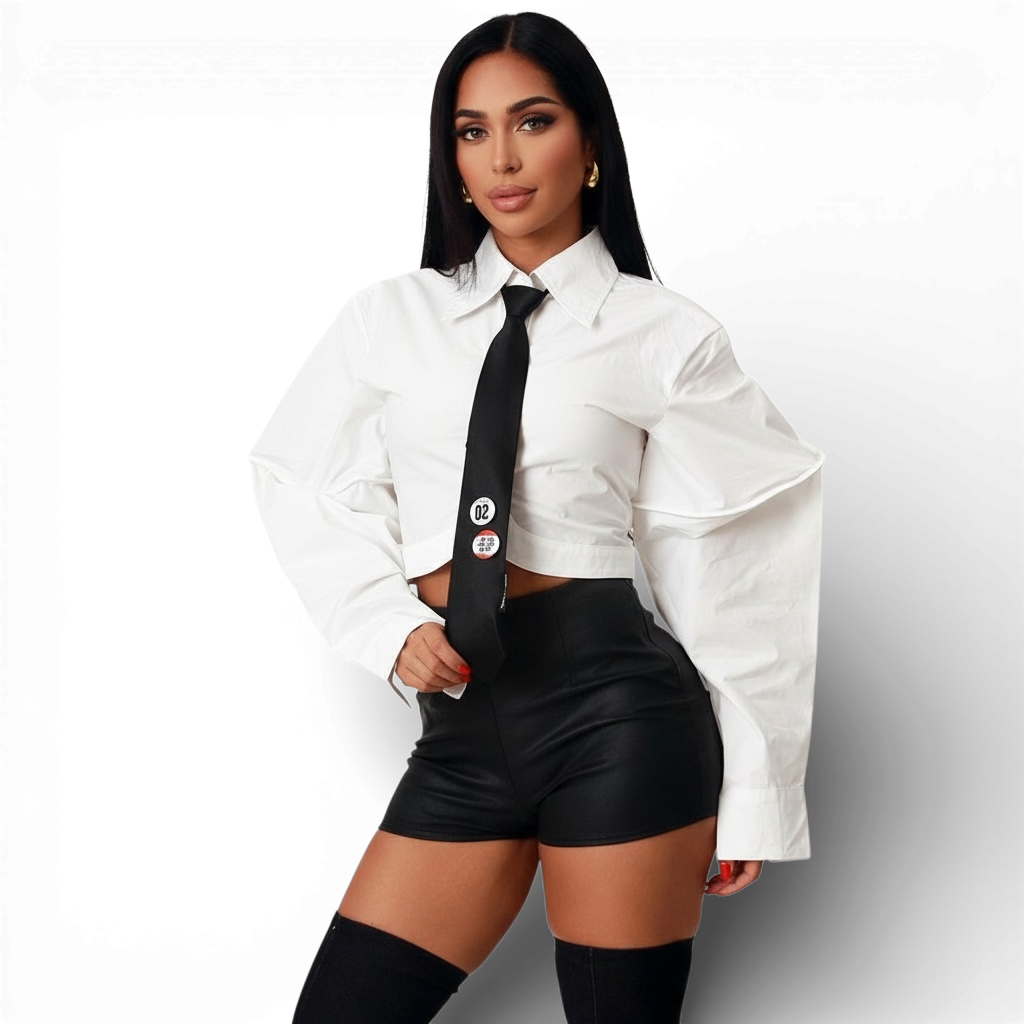 Power Poplin Sleeve Shirt And Tie The House of Stylez